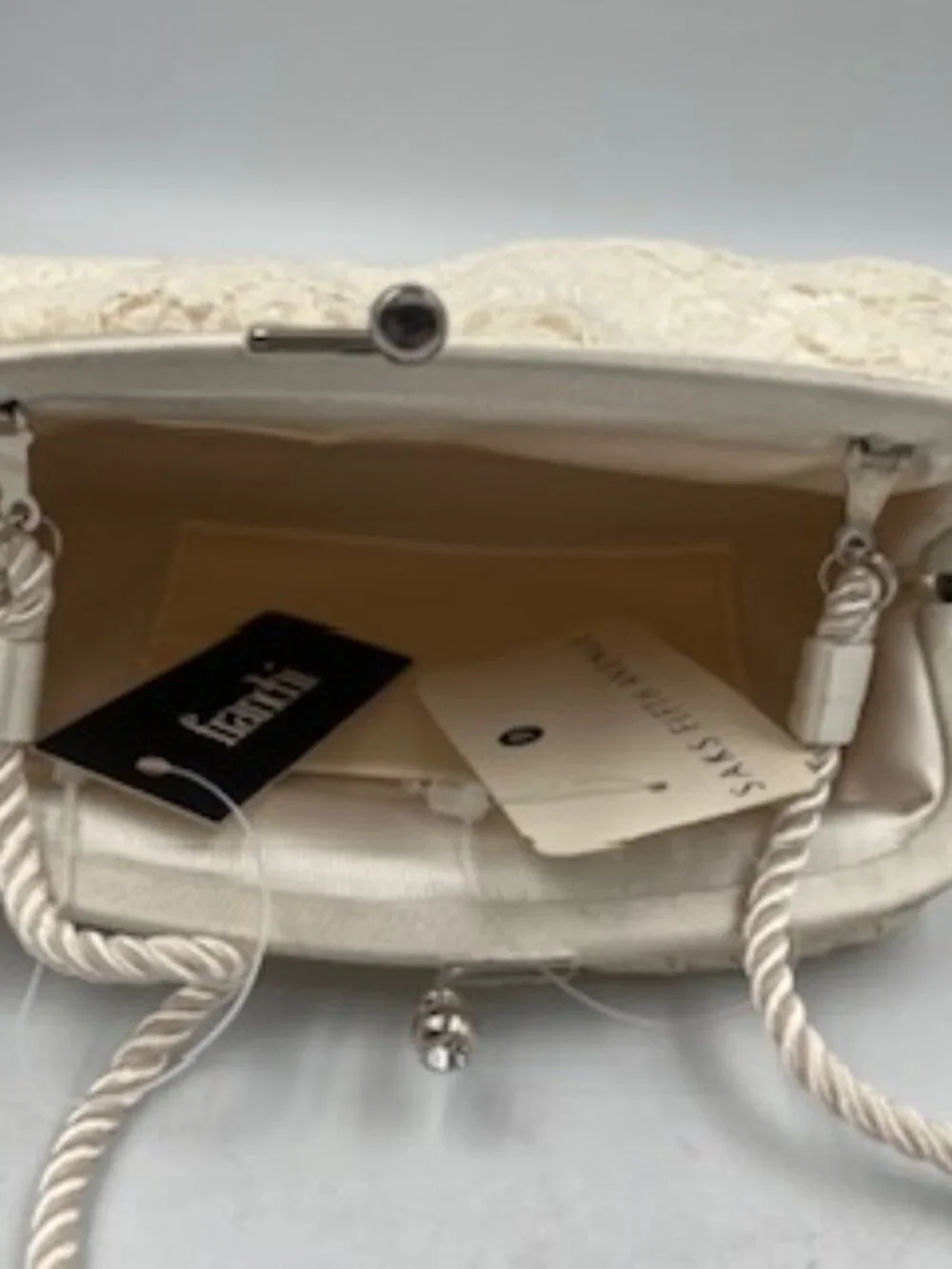 Vintage Franchi White Lace Evening Clutch or Shoulder bag purse NWT